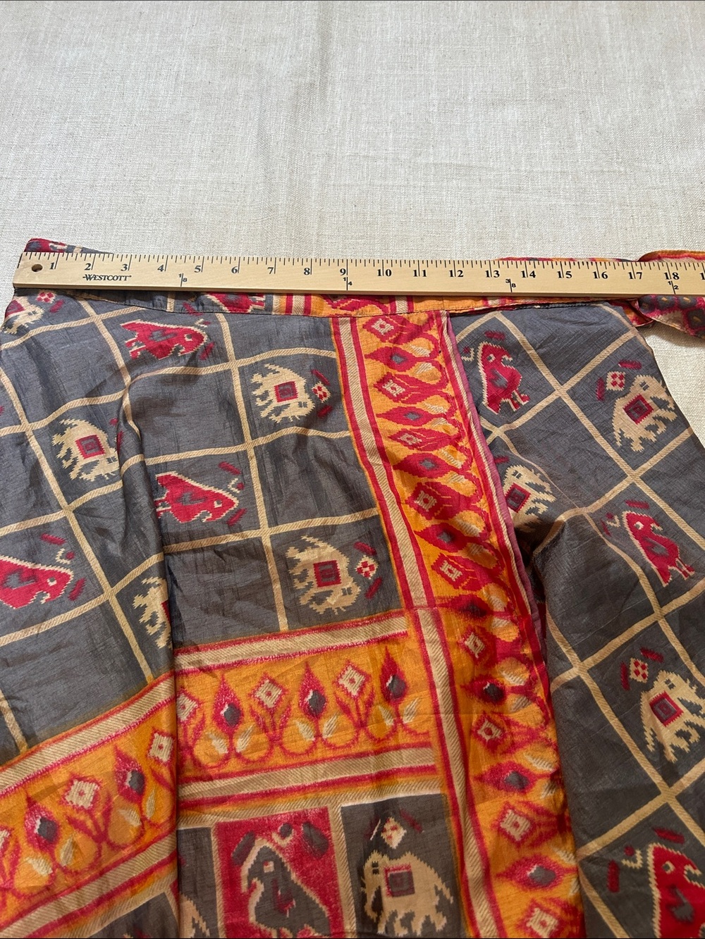 Unbranded Bohemian Silk? Wrap Maxi Skirt Mixed Media Aztec Print Summer Festival - Picture 8 of 11